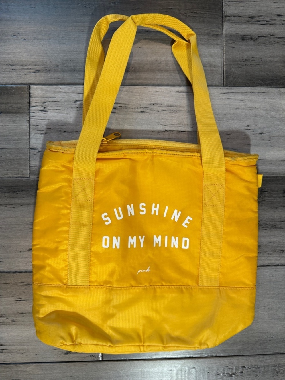 Pink Victoria Secret ,Yellow 'Sunshine On My Mind' Cooler Tote Bag by